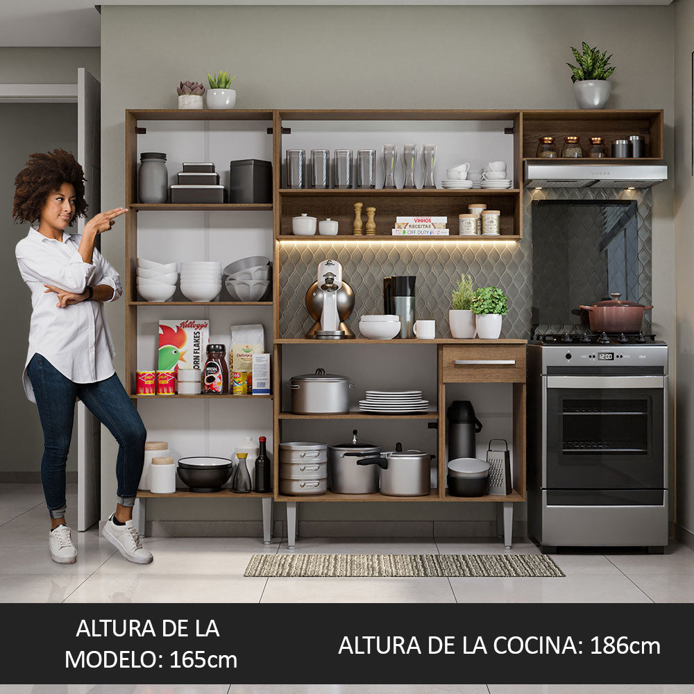 Cocina Compacta 229cm Marrón/Gris Emilly Top