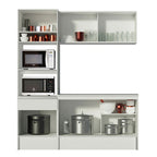 Cocina Compacta 180 x 52 cm 5 Puertas 2 Cajónes con Mueble para Horno Blanco Topázio Madesa