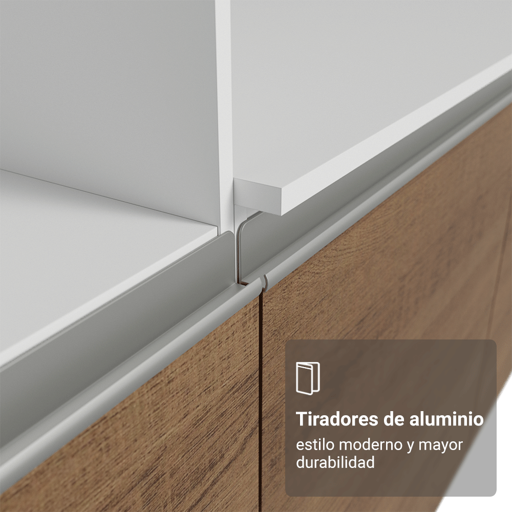Cocina Compacta 240 x 52 cm 8 Puertas 1 Cajón con Mueble para Horno Blanco/Marrón Diamante Madesa