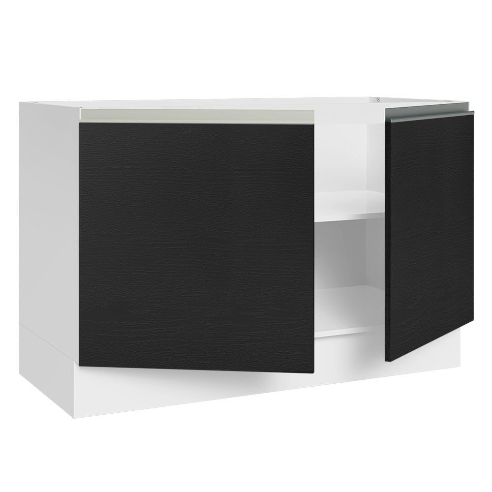 Gabinete Bajo para Fregadero 120 x 60 cm 2 Puertas (Sin Encimera) Glamy Blanco/Negro