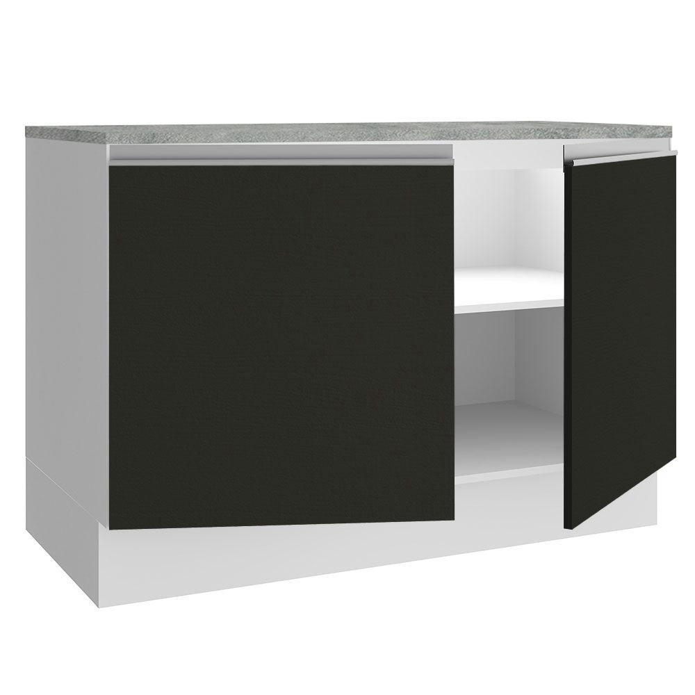 Gabinete Bajo para Fregadero 120 x 60 cm 2 Puertas (Con Encimera) Glamy Blanco/Negro