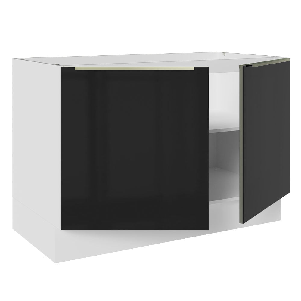 Gabinete Bajo para Fregadero 120 cm 2 Puertas (Sin Encimera) Lux Blanco/Negro