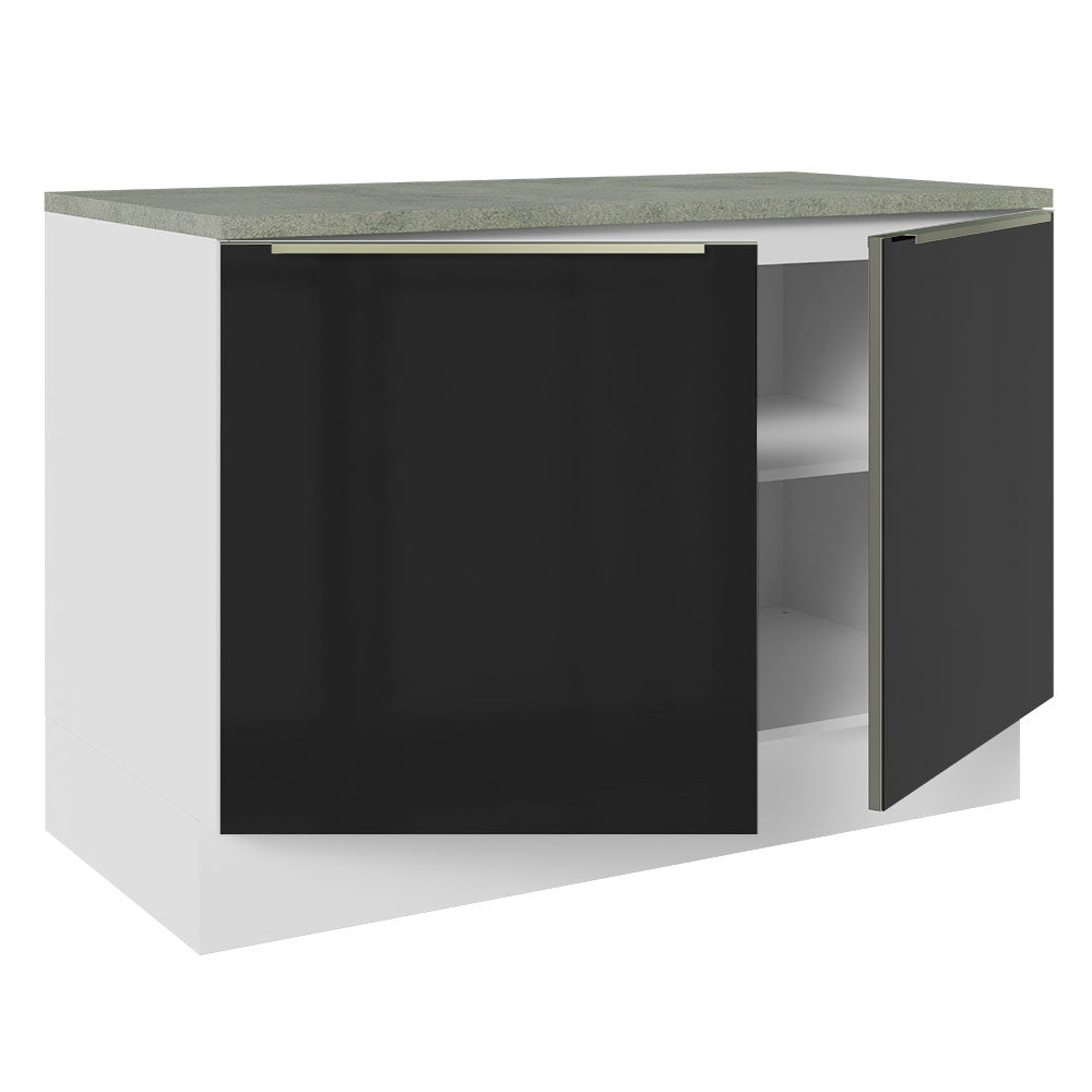 Gabinete Bajo 120 cm 2 Puertas Blanco/Negro Lux Madesa