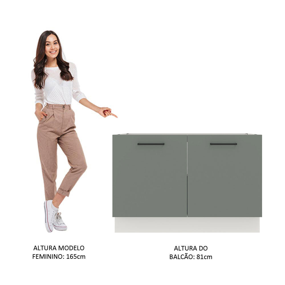 Mueble de Cocina para Fregadero 120 x 60 cm 2 Puertas (Sin Encimera) Agata Blanco/Gris