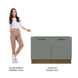 Mueble de Cocina para Fregadero 120 x 60 cm 2 Puertas (Sin Encimera) Agata Marrón/Gris
