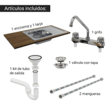 Mueble de Cocina con Fregadero 120 cm 2 Puertas Blanco/Marrón Agata