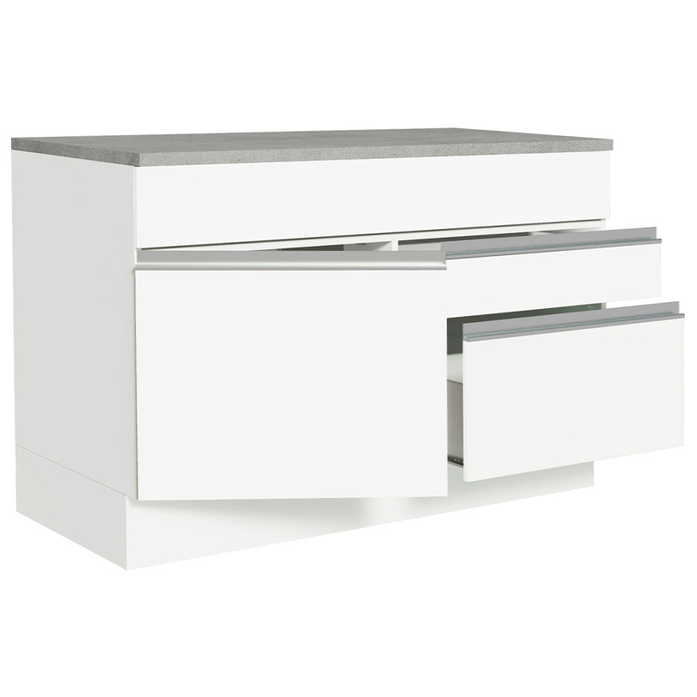 Gabinete Bajo 120 cm 1 Puerta 2 Cajones Blanco Glamy Madesa
