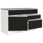 Gabinete Bajo 120 cm 1 Puerta 2 Cajones Blanco/Negro Glamy Madesa