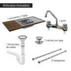 Gabinete Bajo para Fregadero con Accesorios de Cocina 120 cm 1 Puerta 2 Cajones Marrón/Crema Agata Madesa