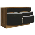 Gabinete Bajo 120 cm 1 Puerta 2 Cajones Sin Encimera Marrón/Negro Glamy Madesa