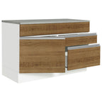 Gabinete Bajo 120 cm 1 Puerta 2 Cajones Blanco/Marrón Glamy Madesa