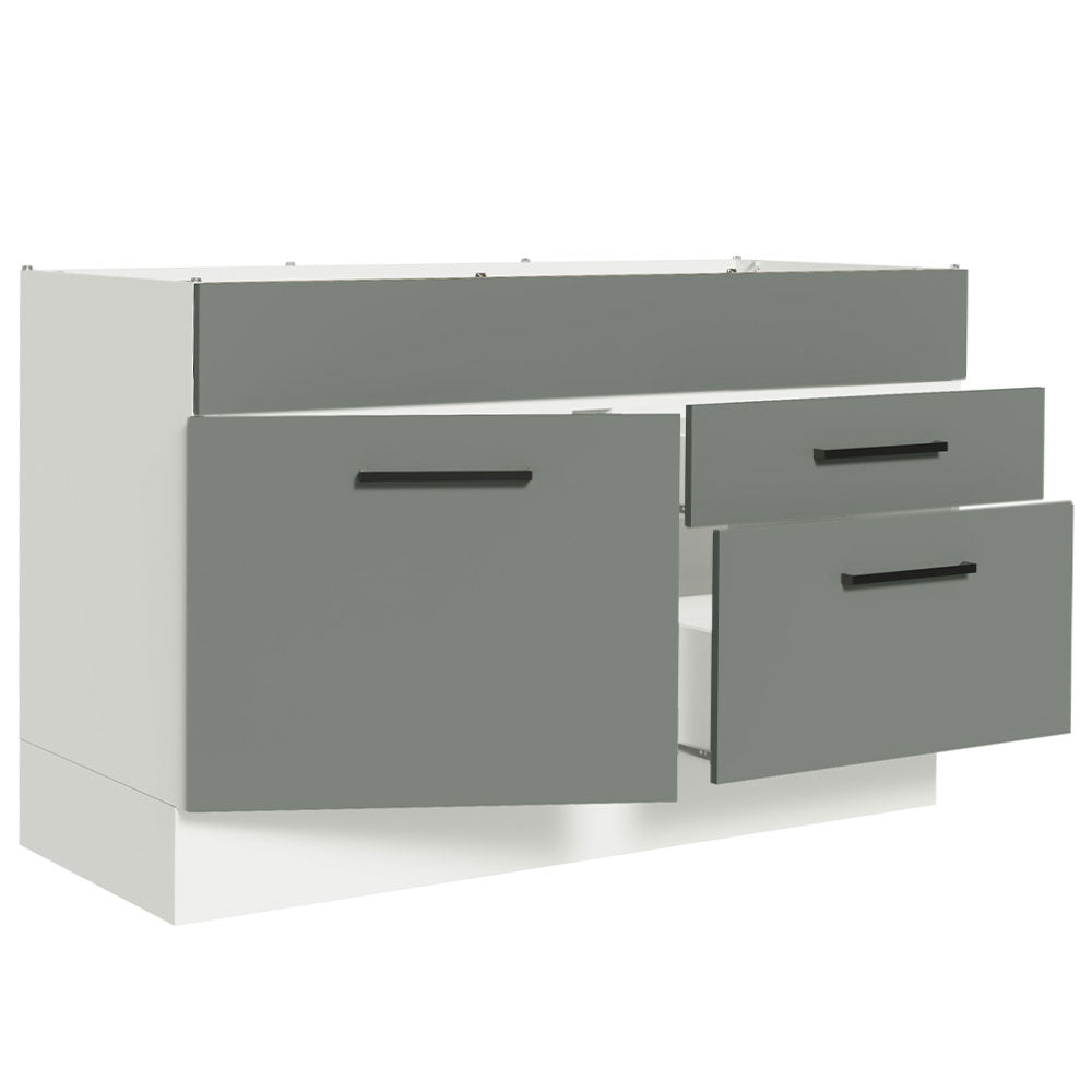 Gabinete Bajo 120 cm 1 Puerta 2 Cajones Sin Encimera Blanco/Gris Agata Madesa