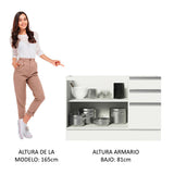 Gabinete Bajo para Fregadero con Accesorios de Cocina 120 x 60 cm 2 Puertas 3 Cajones (Con Encimera) Glamy Blanco