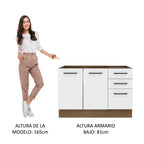 Gabinete Bajo para Fregadero con Accesorios de Cocina 120 cm 2 Puertas 3 Cajones Marrón/Blanco Agata Madesa
