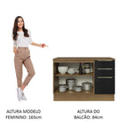 Gabinete Bajo 120 cm 2 Puertas 3 Cajones Marrón/Negro Lux Madesa