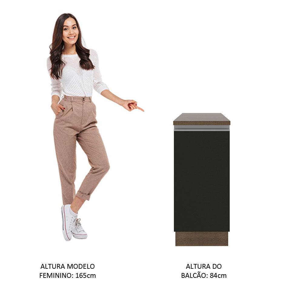 Gabinete Bajo 35 cm 1 Puerta Marrón/Negro Glamy Madesa