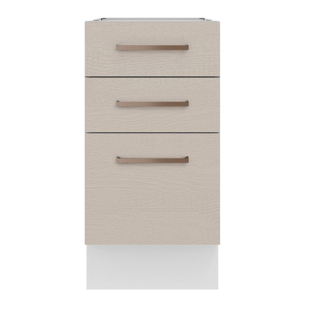 Gabinete Bajo 40 cm 3 Cajones Sin Encimera Blanco/Crema Agata Madesa