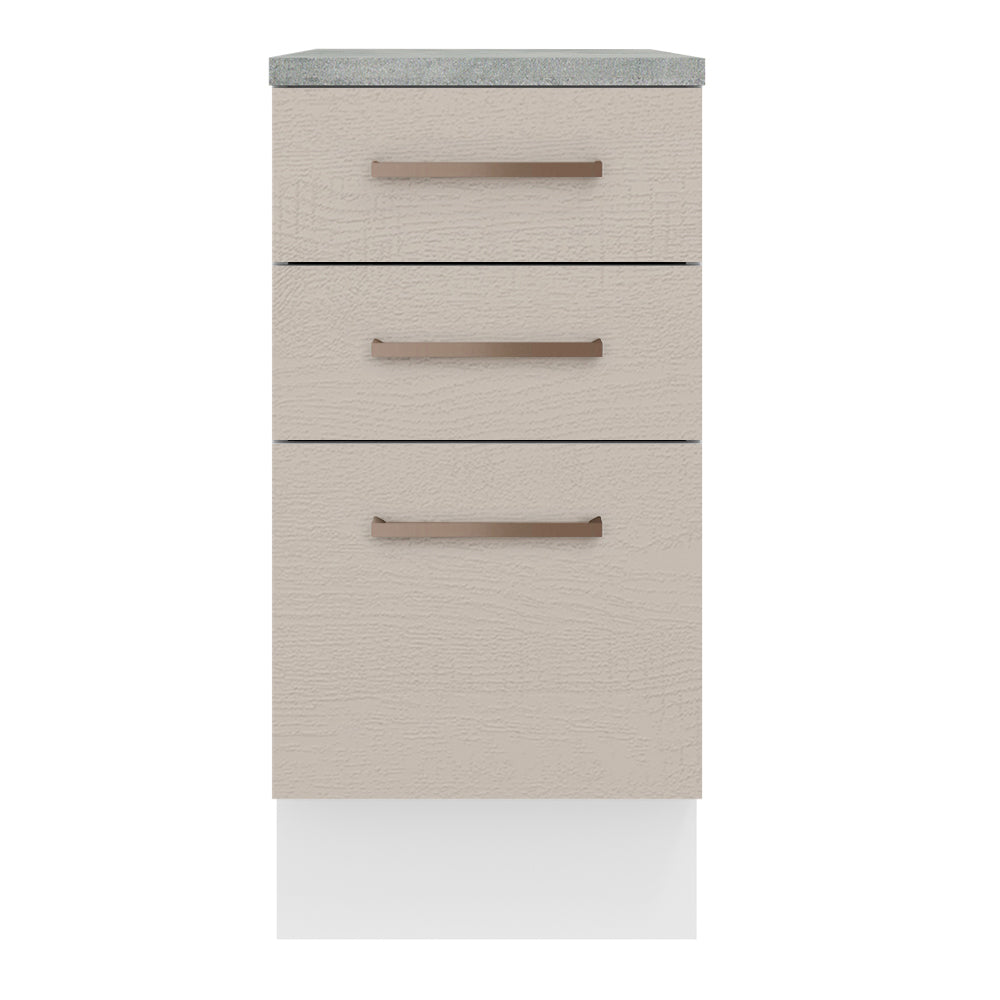 Gabinete Bajo 40 cm 3 Cajones Blanco/Crema Agata Madesa
