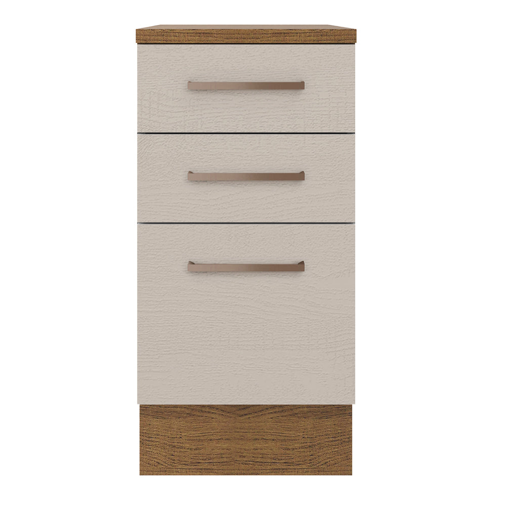 Gabinete Bajo 40 cm 3 Cajones Marrón/Crema Agata Madesa