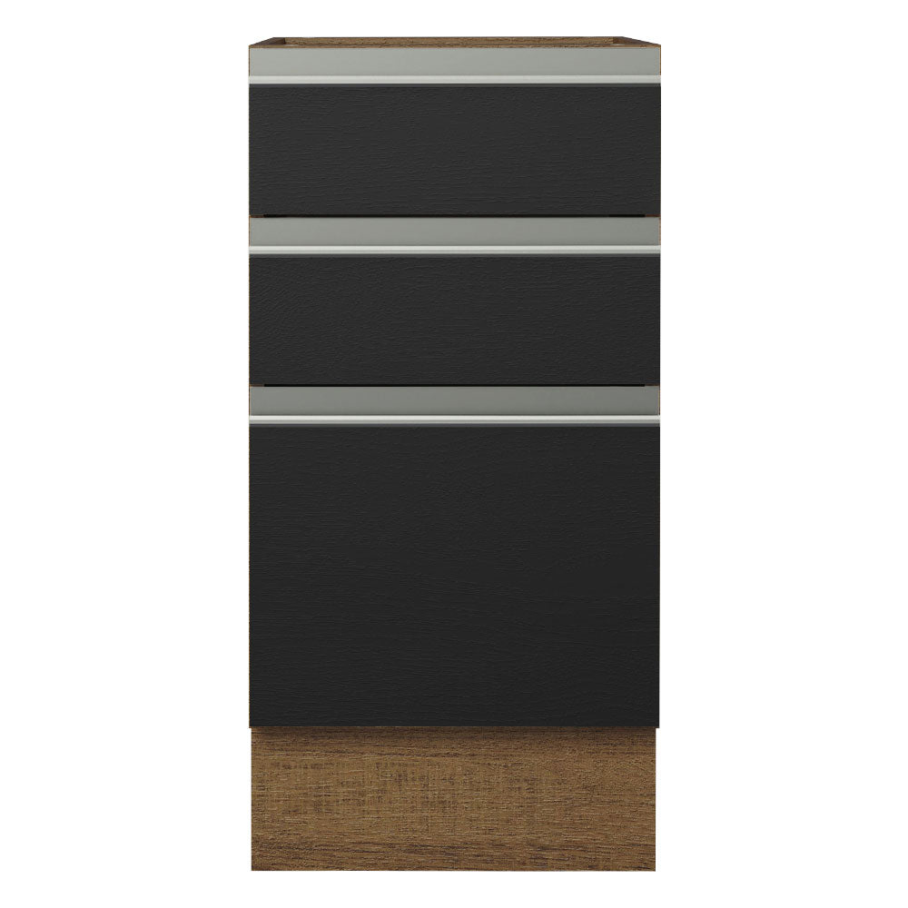 Gabinete Bajo 40 x 60 cm 3 Cajones (Sin Encimera) Glamy Marrón/Negro