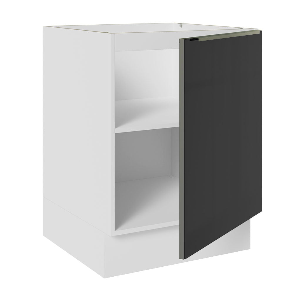 Gabinete Bajo 60 cm 1 Puerta Sin Encimera Blanco/Negro Lux Madesa