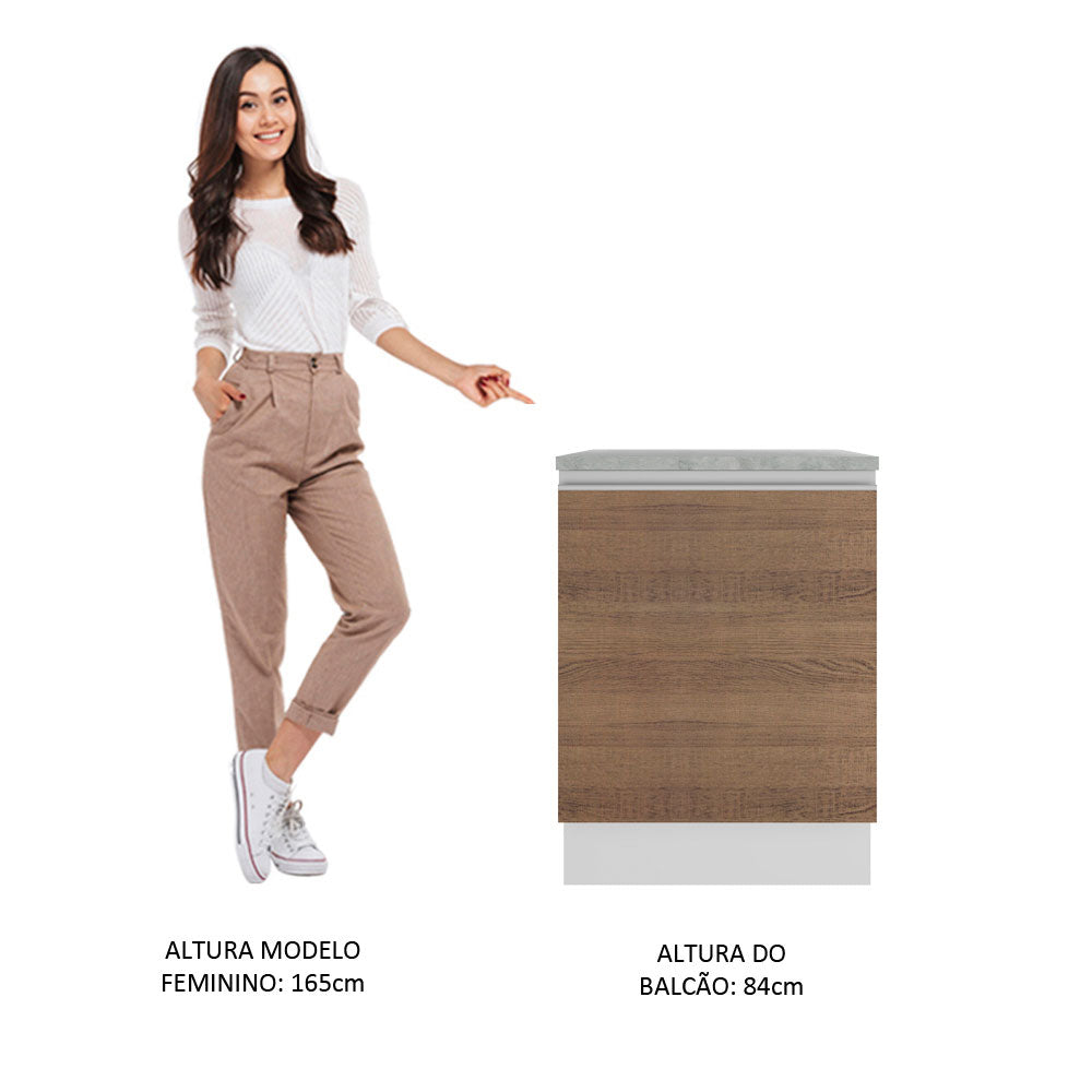 Gabinete Bajo 60 cm 1 Puerta Blanco/Marrón Glamy Madesa