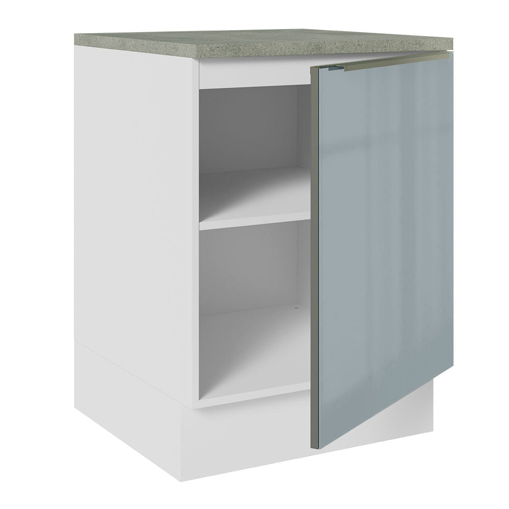 Gabinete Bajo 60 cm 1 Puerta (Con Encimera) Lux Blanco/Gris