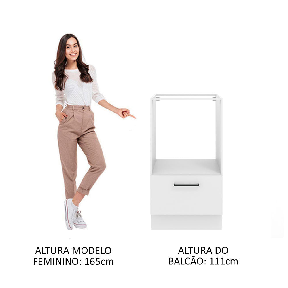 Gabinete Bajo para Horno 60 cm 1 Puerta Sin Encimera Blanco Agata Madesa