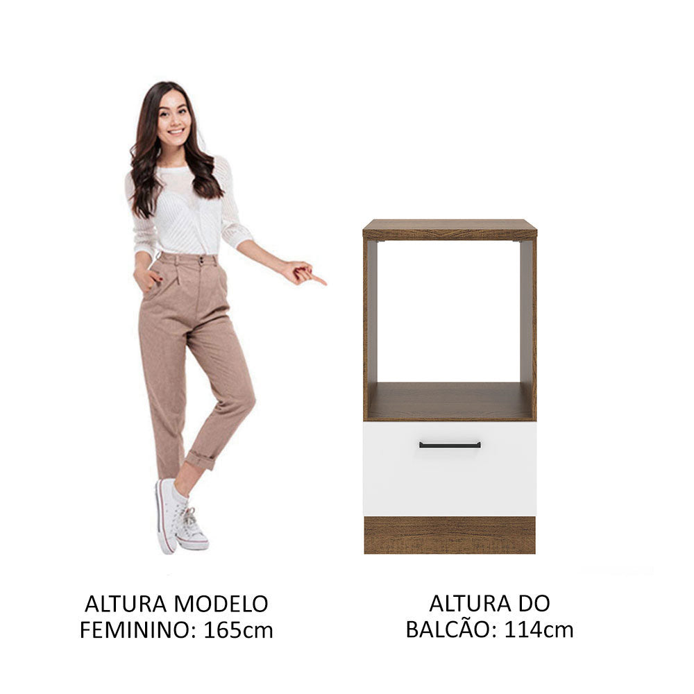 Gabinete Bajo para Horno 60 cm 1 Puerta Marrón/Blanco Agata Madesa