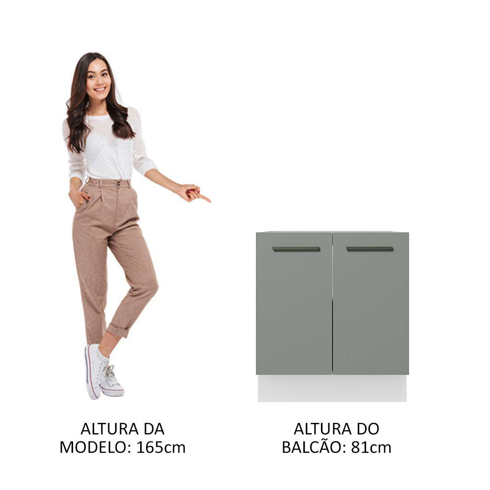 Gabinete Bajo 70 x 60 cm 2 Puertas (Sin Encimera) Blanco/Gris Agata