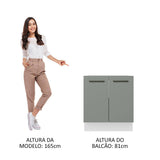 Gabinete Bajo 70 x 60 cm 2 Puertas (Sin Encimera) Blanco/Gris Agata