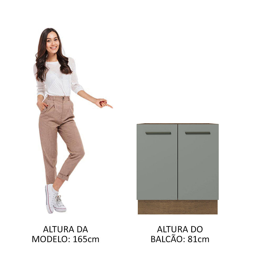 Gabinete Bajo 70 x 60 cm 2 Puertas (Sin Encimera) Marrón/Gris Agata