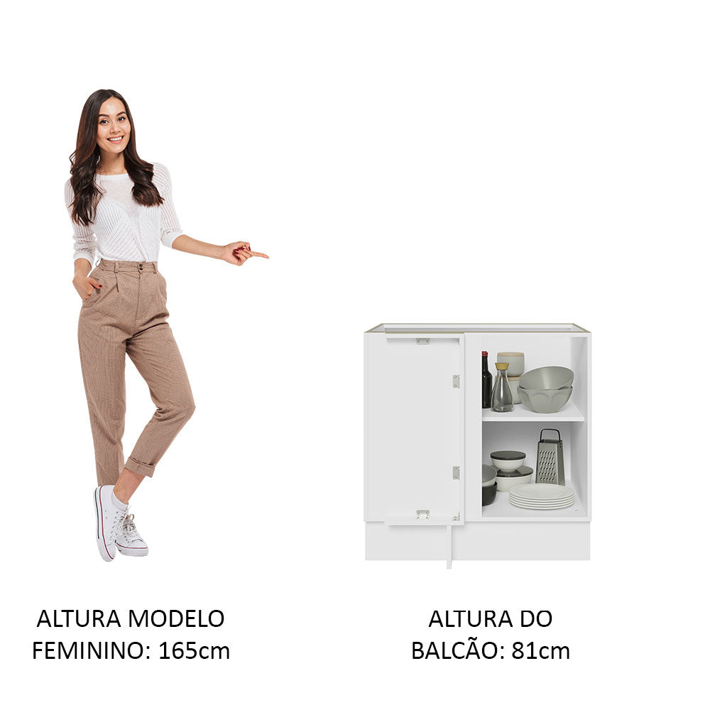 Gabinete Bajo Esquinero 80 cm 1 Puerta Sin Encimera Blanco Glamy Madesa