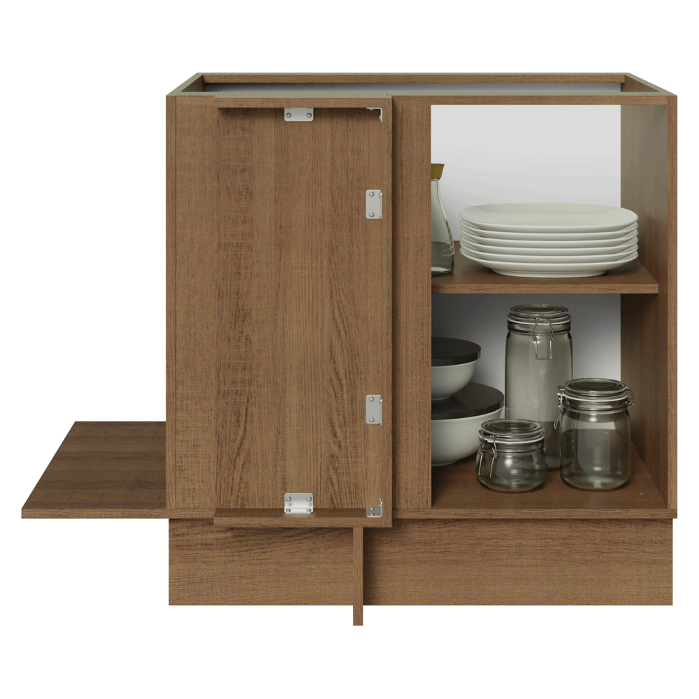 Gabinete Bajo Esquinero 80 cm 1 Puerta Sin Encimera Marrón/Blanco Stella Madesa