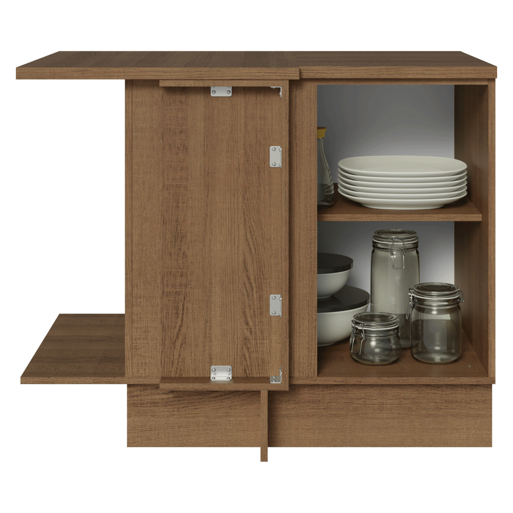Gabinete Bajo Esquinero 102 cm 1 Puerta Marrón/Blanco Stella Madesa