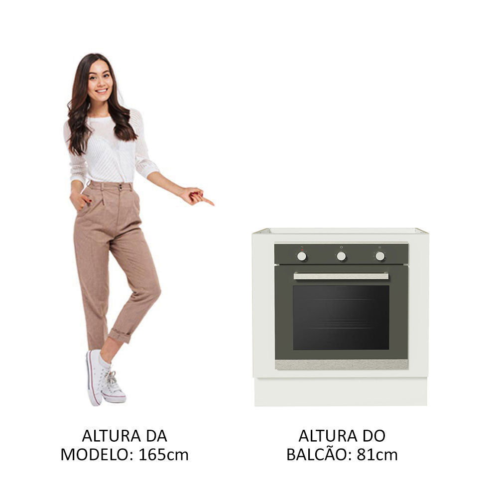 Gabinete Bajo para Horno de Empotrar 80 cm Sin Encimera Blanco Agata, Glamy y Lux Madesa