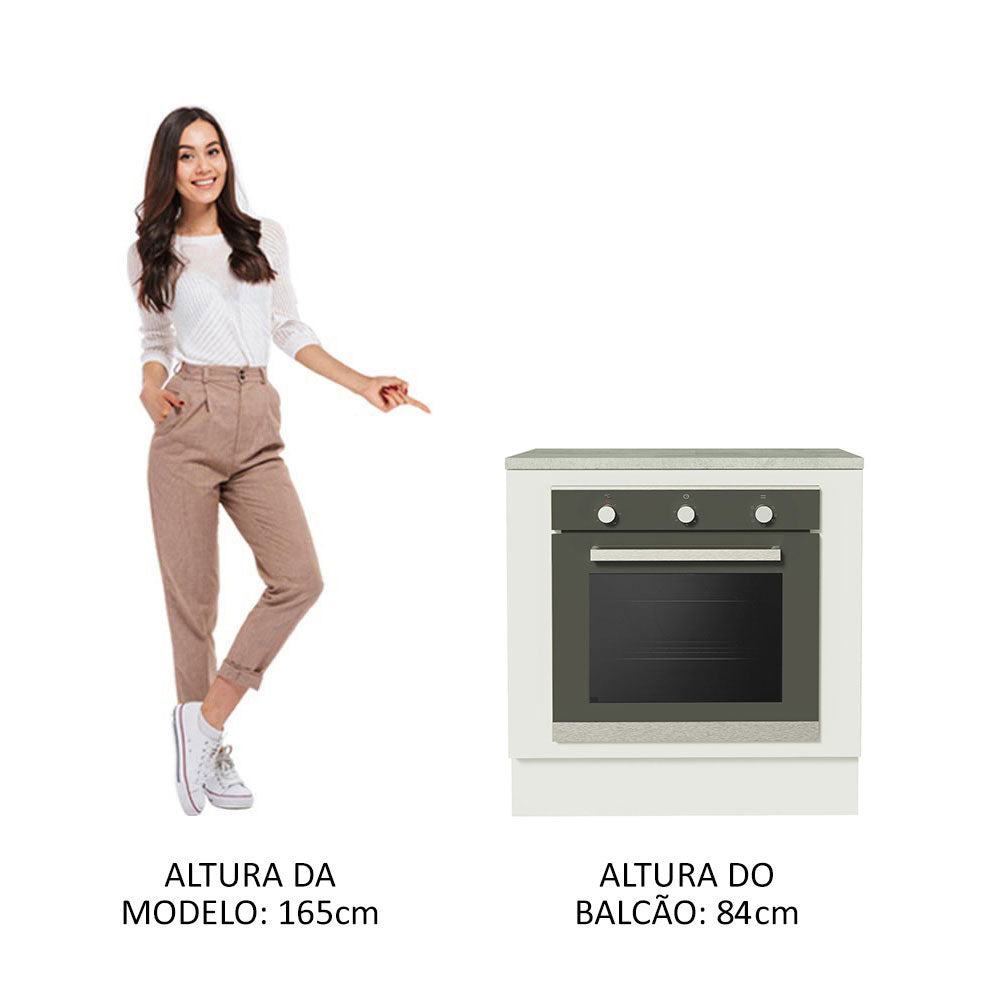 Gabinete Bajo para Horno de Empotrar 80 x 60cm Con Encimera Blanco Agata, Glamy y Lux