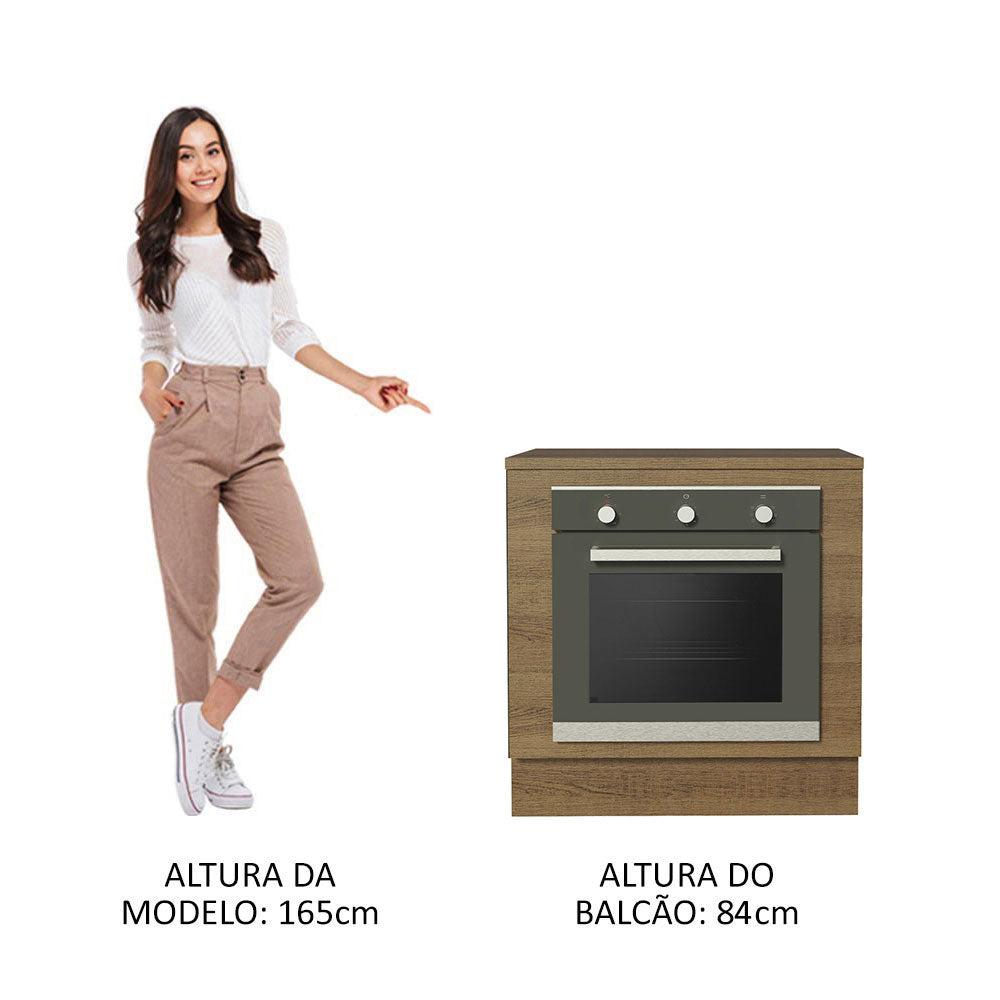 Gabinete Bajo para Horno de Empotrar 80 x 60cm Con Encimera Marrón Agata, Glamy y Lux