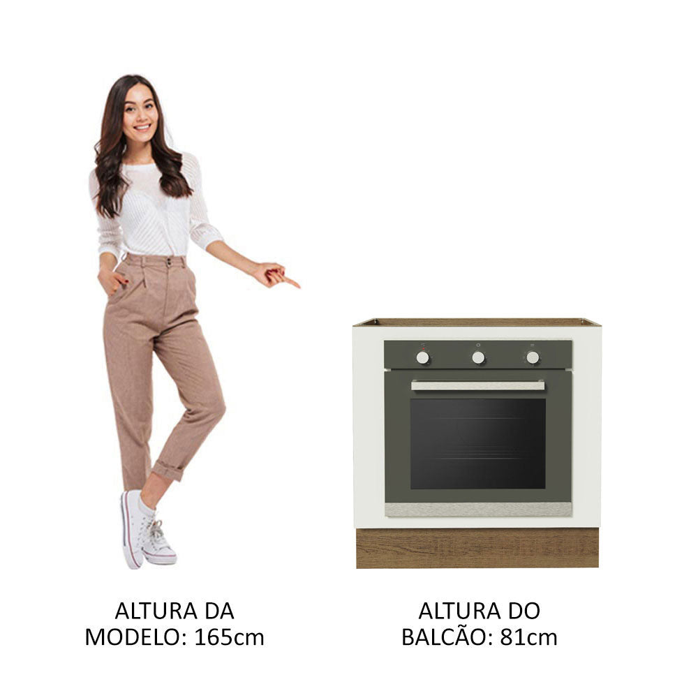 Gabinete Bajo para Horno de Empotrar 80 x 60cm Sin Encimera Marrón/Blanco Agata, Glamy y Lux