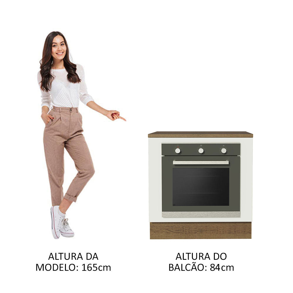 Gabinete Bajo para Horno de Empotrar 80 x 60cm Con Encimera Marrón/Blanco Agata, Glamy y Lux