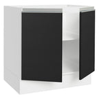 Gabinete Bajo 80 cm 2 Puertas Sin Encimera Blanco/Negro Glamy Madesa