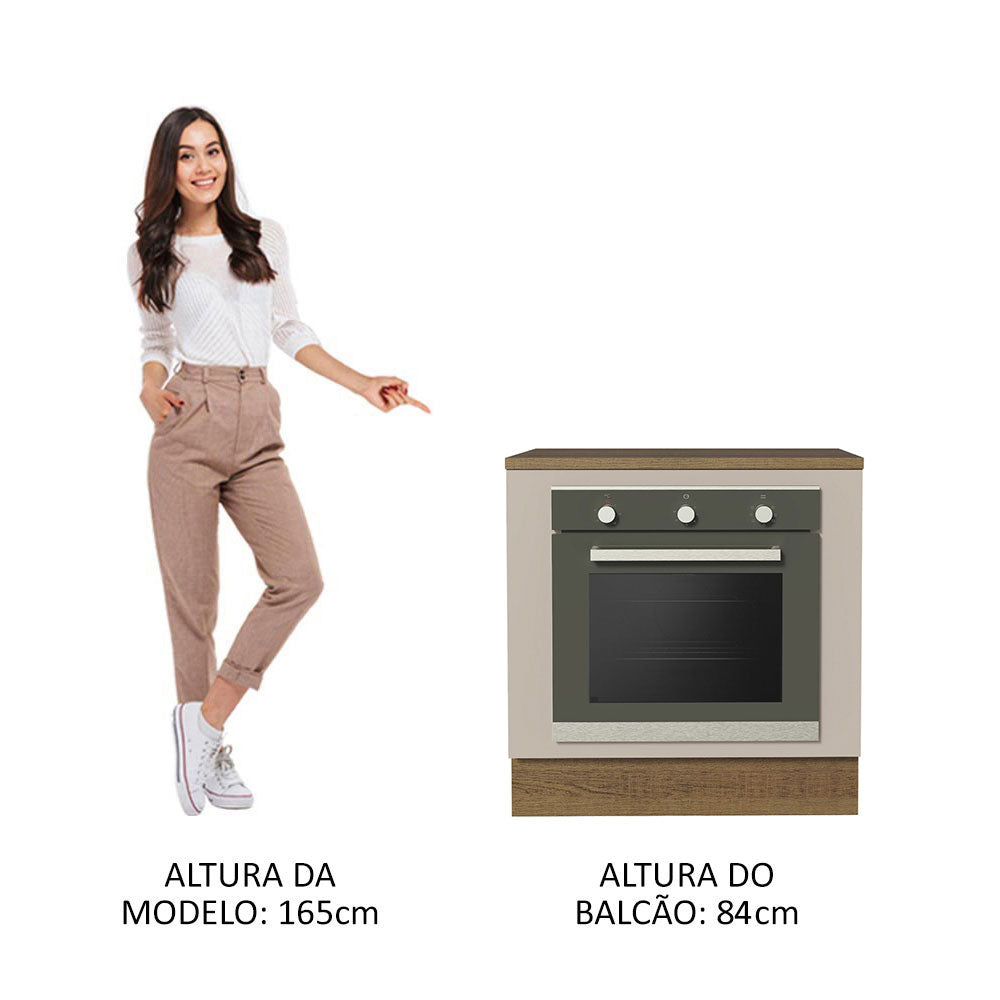 Gabinete Bajo para Horno de Empotrar 80 x 60cm Con Encimera Marrón/Crema Agata, Glamy y Lux