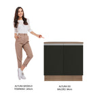 Gabinete Bajo 80 cm 2 Puertas Marrón/Negro Glamy Madesa