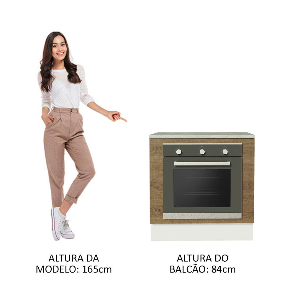 Gabinete Bajo para Horno de Empotrar 80 cm Blanco/Marrón Agata, Glamy y Lux Madesa