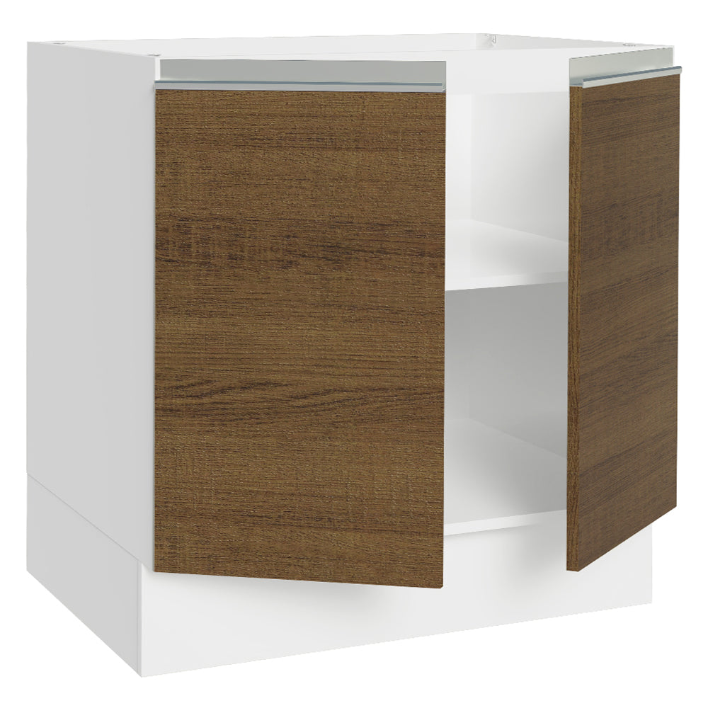 Gabinete Bajo 80 cm 2 Puertas Sin Encimera Blanco/Marrón Glamy Madesa