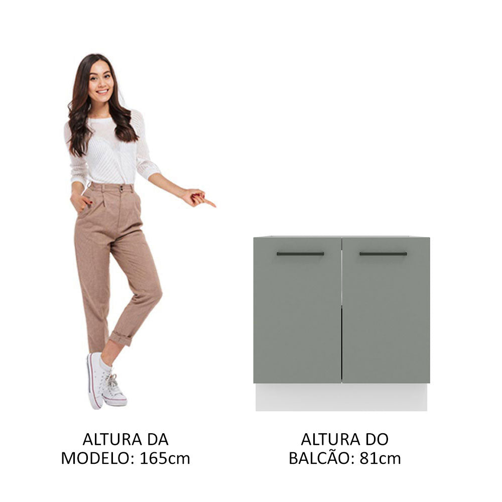 Gabinete Bajo 80 cm 2 Puertas Sin Encimera Blanco/Gris Agata Madesa