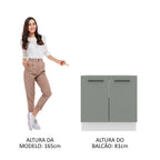 Gabinete Bajo 80 cm 2 Puertas Sin Encimera Blanco/Gris Agata Madesa