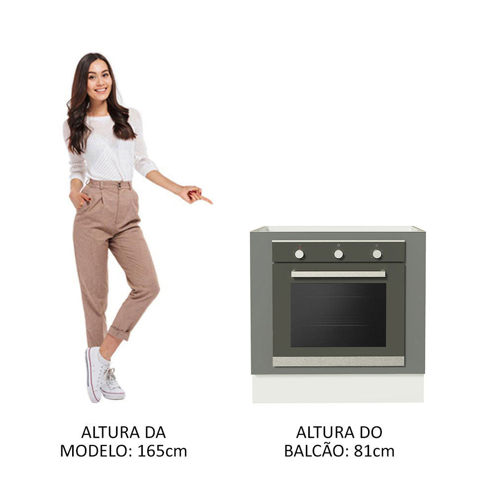 Gabinete Bajo para Horno de Empotrar 80 cm Sin Encimera Blanco/Gris Agata Madesa