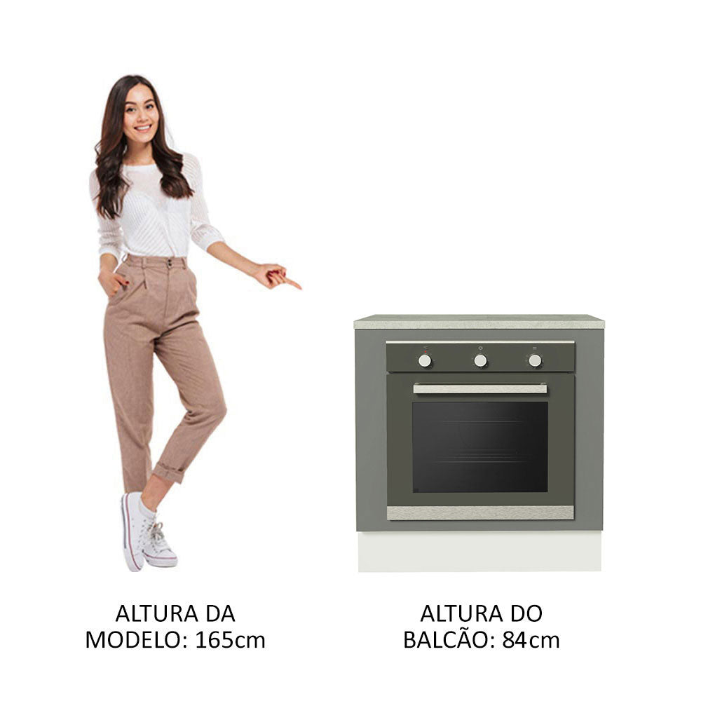 Gabinete Bajo para Horno de Empotrar 80 x 60cm Con Encimera Agata Blanco/Gris