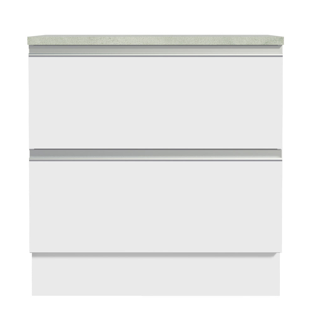 Gabinete Bajo 80 cm 2 Cajones Blanco Glamy Madesa